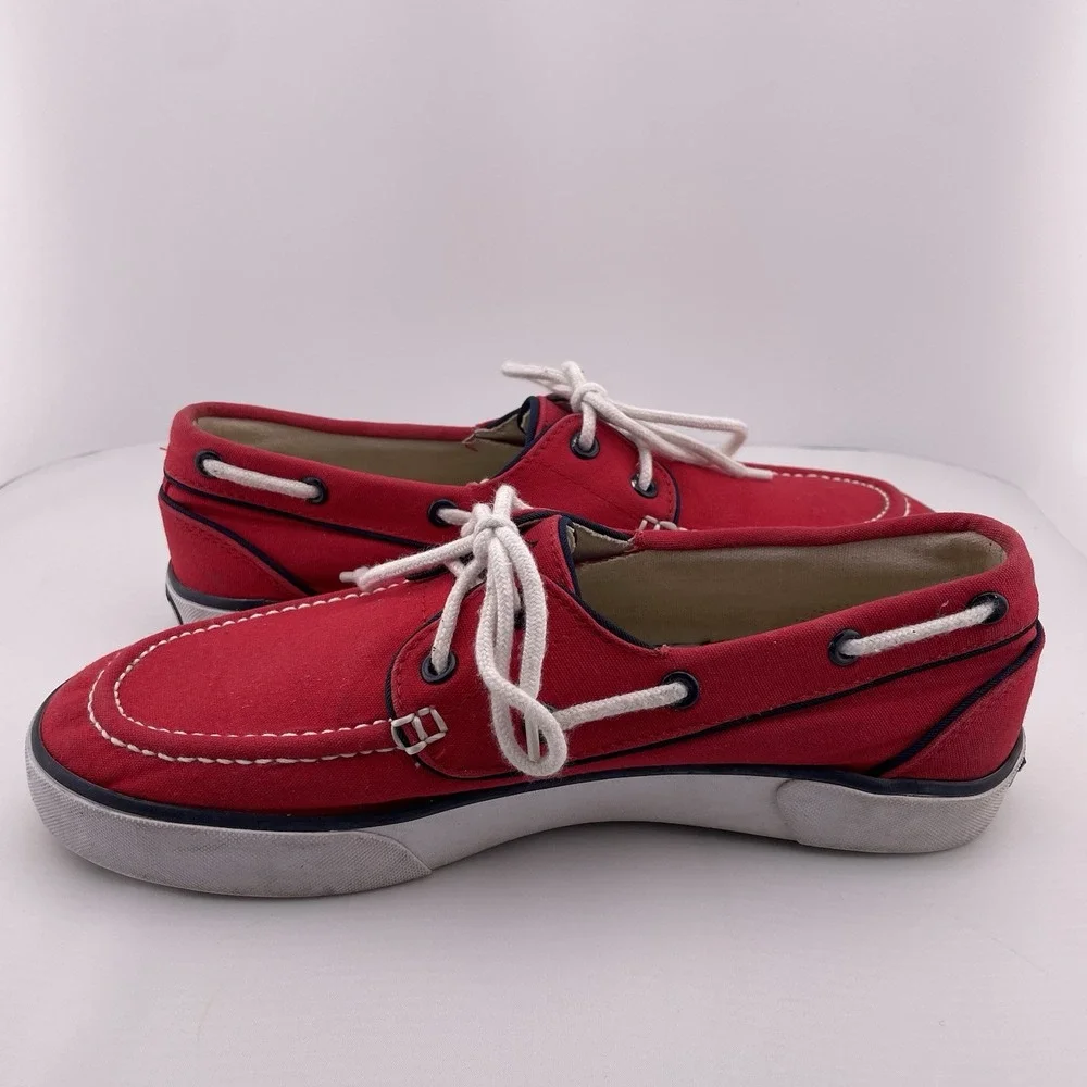 Polo Ralph Lauren Red White & Blue Shoes Size 8 D‎ Canvas Sneakers Boat